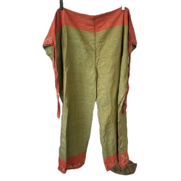 Unbranded Bohemian Embroidered Self Tie 80s Inspired Wrap Around Midi Pants S/M - Picture 1 of 5